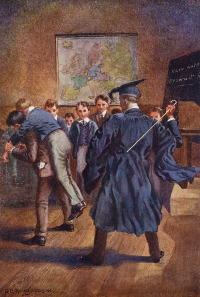 ローズ氏が彼らに与えたのは、数回の鋭いカットだけだった（カラーリトグラフ） 作： George Derville (after) Rowlandson