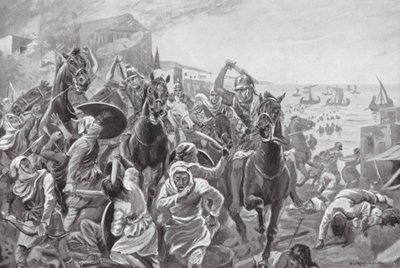 キプロスのエヴァゴラスによるタイアの占領（リトグラフ） 作： George Derville (after) Rowlandson