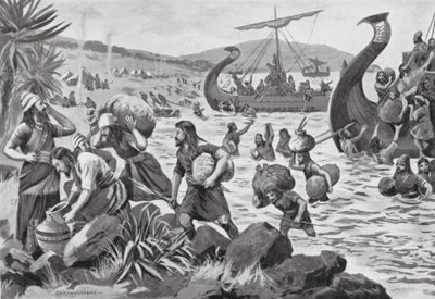 フェニキア人によるキプロスの植民地化（リトグラフ） 作： George Derville (after) Rowlandson
