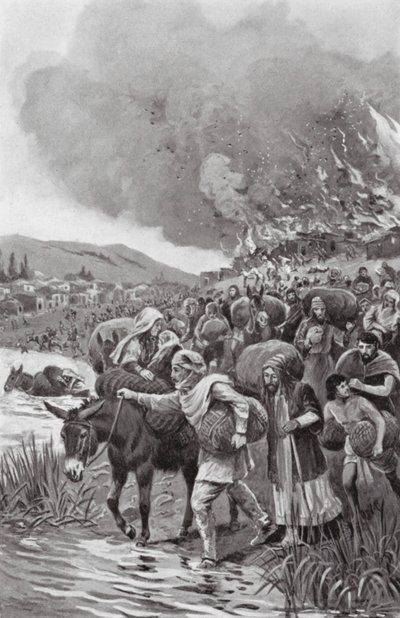 サルディスの焼き討ち、紀元前498年（リトグラフ） 作： George Derville (after) Rowlandson