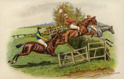 ハードルを跳躍する競走馬 作： George Derville Rowlandson