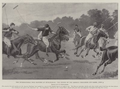 6月9日、第2回アメリカチャレンジカップゲーム、ハーリンガムでのインターナショナルポロマッチ 作： George Derville Rowlandson