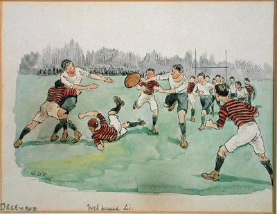 12月の月日ラグビー（ペン＆インク、水彩、紙） 作： George Derville Rowlandson
