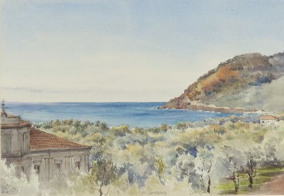 1877年11月29日、西を見るサンレモで（紙にトイレ） 作： George Douglas Tinling