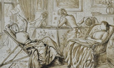 退屈、1880-90年頃（ペン・インク） 作： George du Maurier