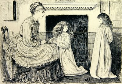 子供のイラスト（紙に黒インク） 作： George du Maurier