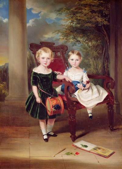 2人の子供の肖像、ハーバートとローズ、1844年 作： George Duncan Beechey