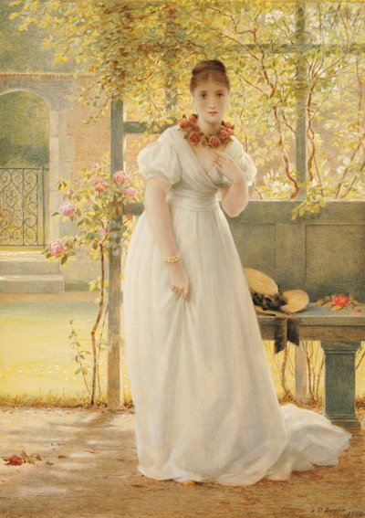 城壁に囲まれた庭園で、1869年 作： George Dunlop Leslie