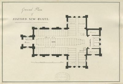 Stafford - クライストチャーチのグランドプラン：ペンとインクのドローイング、nd [c 1838] （図面 作： George E. Hamilton