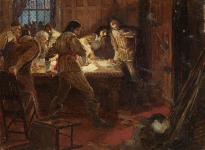 ブリストル城を国王に献上しようと企てたイーマンズとボウチャーに驚きの声が上がる 作： George Edmund Butler