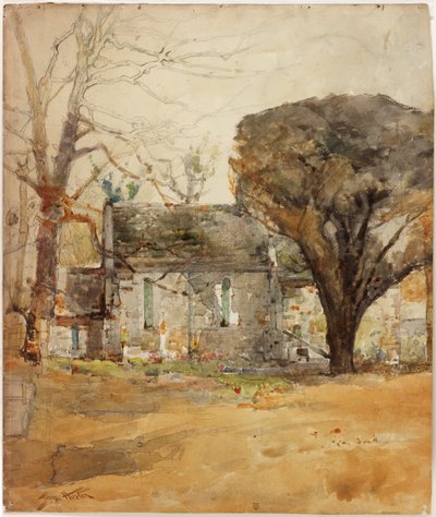 デラヴァル礼拝堂（紙に木炭、鉛筆、水彩） 作： George Edward Horton