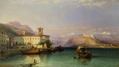 アロナとアンジェラ城、マッジョーレ湖、1856 作： George Edwards Hering