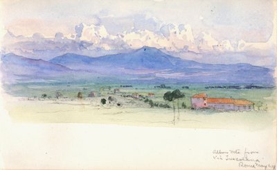 トゥスコラーナ通りから見たアルバン山脈、ローマ、1900 年。 作： George Elbert Burr
