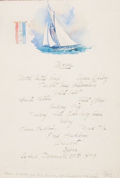 米国夕食会のメニュー、オックスフォード 作： George Elbert Burr