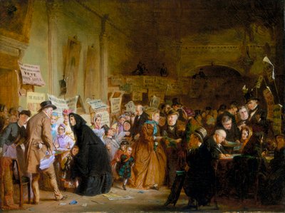 「ロンドンの酒場での幼児孤児選挙。 「ポーリング」、1865 作： George Elgar Hicks