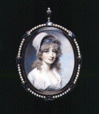 リンジー夫人（？）のポートレート・ミニチュア 1790年頃 （アイボリーに水彩画） 作： George Engleheart
