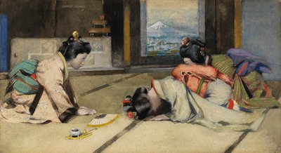 日本の家庭、または挨拶（水彩、紙） 作： George F. Henry