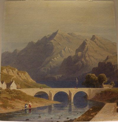 フォート・オーガスタスからの眺め、カレドニアン運河、1830年頃（紙に水彩画） 作： George Fennel Robson