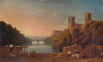 「プレベンド橋から見たダラム大聖堂」、c1832 作： George Fennell Robson