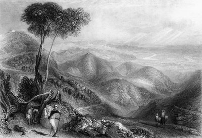 「ランドール尾根からのドゥーンの谷」、1838年。 作： George Francis White