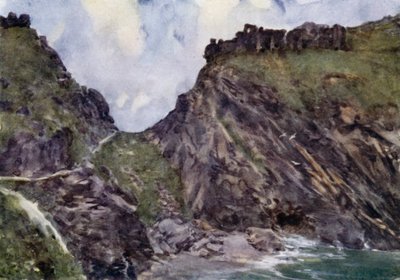 アーサー王の城、ティンタジェル（カラーリトグラフ 作： George Franck Nicholls