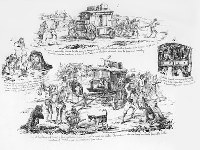 特派員の車が原住民に引っ張られる 作： George Francklin (after) Atkinson