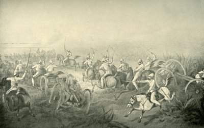 行動に駆り立てるインディアン馬砲兵、1850年代、1901年。 作： George Francklin Atkinson
