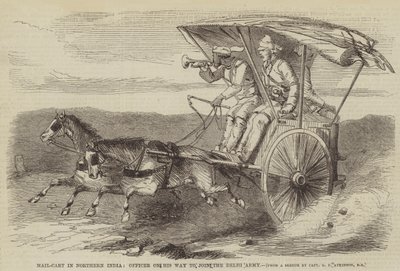 北インドのメールカート、デリー軍に入隊する途中の将校 作： George Francklin Atkinson