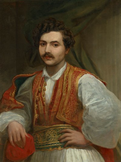 ニコラ・イオニデス（1815-1873）の肖像、半身、ギリシャ衣装 作： ジョージフレデリックワッツ