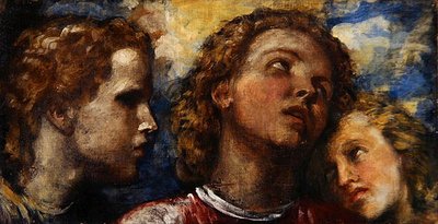 3人の頭のスケッチ（油彩・キャンバス 作： George Frederic Watts