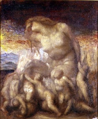 進化」の習作（油彩・キャンバス） 作： George Frederic Watts