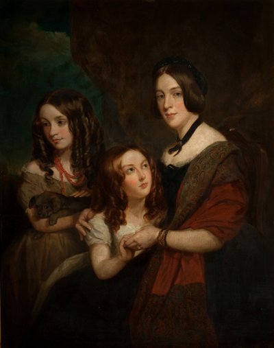 キャロラインとエミリーの2人の娘を持つキャロラインタウンリー夫人（フランシスグラントのコピー）、1860 作： George Frederick Clarke