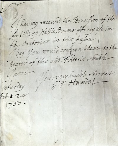 1750年2月24日付のジョージフレデリックヘンデルからの手紙 作： George Frederick Handel