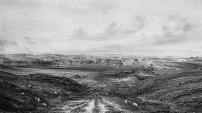 ウィンチェスターの全景 (紙に水彩と鉛筆) 作： George Frederick Prosser
