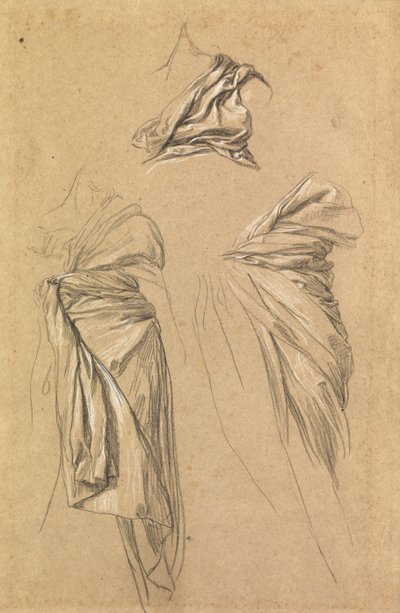 「時間、死と判断」、1865年から66年の死の図のためのカーテンの研究 作： George Frederick Watts