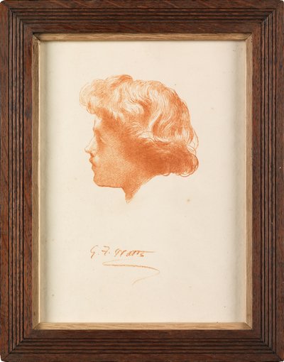 ガラハッド卿の頭のための研究（グラビア） 作： George Frederick Watts