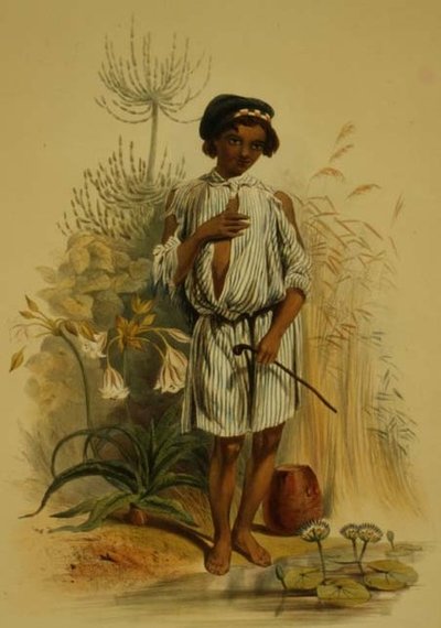 ハーフカーストのカフィール人の少年チャーリー、A.ラビーが彫刻した「The Kafirs Illustrated」のプレート24。 作： George French (after) Angas