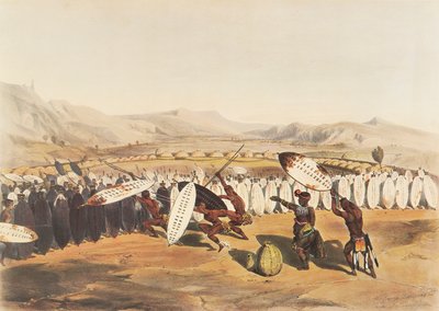 ノンドゥエングで軍隊を見直すムパンデ王 作： George French Angas