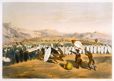 1849年、ノンドゥエンギで軍隊を振り返るウンパンダ 作： George French Angas