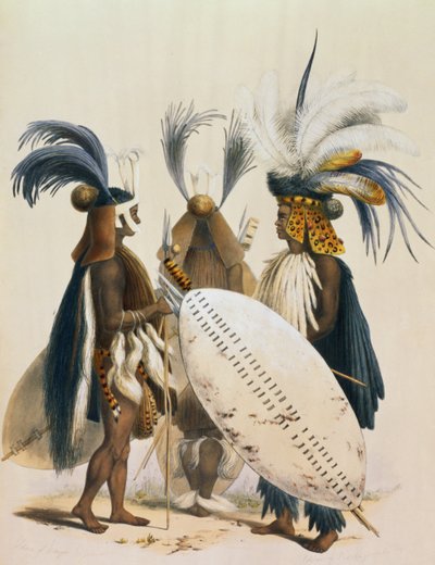 パンダ国王のズールー族の兵士、1849年の「The Kafirs Illustrated」のプレート20 作： George French Angas
