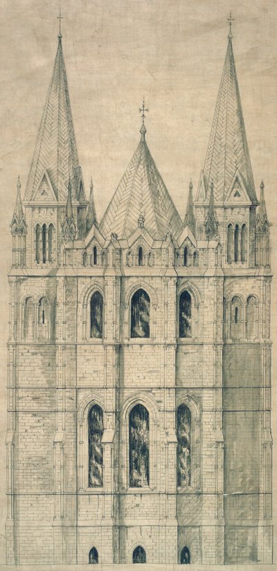 1860年頃の立面図（紙 作： George Gilbert Scott