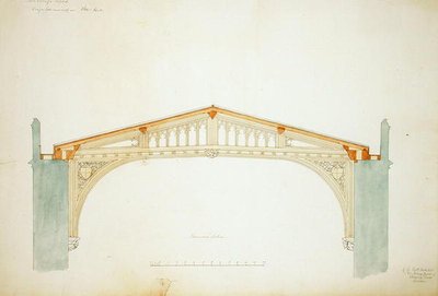 ニュー・カレッジ・オックスフォードホールの新しい屋根のデザイン 作： George Gilbert Scott