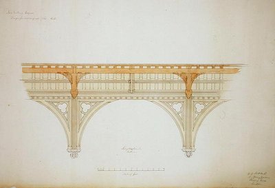 ニュー・カレッジ・オックスフォード新ホールの屋根のデザイン 作： George Gilbert Scott