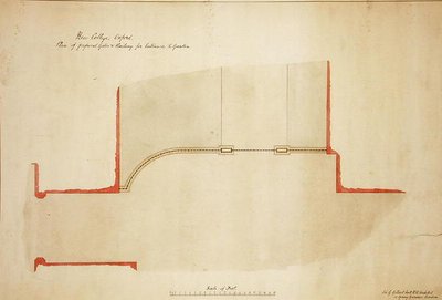ニュー・カレッジ・オックスフォード庭園入口のゲートと手すりの提案 作： George Gilbert Scott
