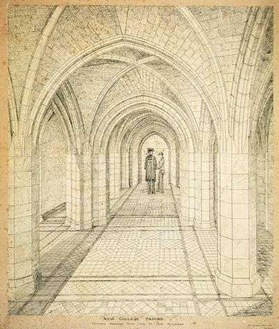 ニュー・カレッジ・オックスフォード古い建物から新しい建物への通路の提案 作： George Gilbert Scott