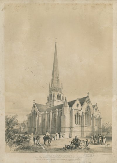 スタッフォード-聖マリア教会：リトグラフ、nd [c 1841] 作： George Gilbert Scott