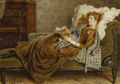 インテリアで読書するお嬢様 作： George Goodwin Kilburne