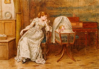 母子のいるインテリア 作： George Goodwin Kilburne