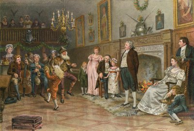 Squires Ancestral Hallの内部：クリスマスエンターテイメントを提供するカントリーママー 作： George Goodwin Kilburne
