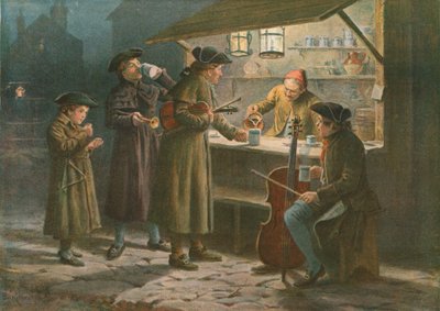 クリスマスは夜の屋台でリフレッシュを待ちます 作： George Goodwin Kilburne